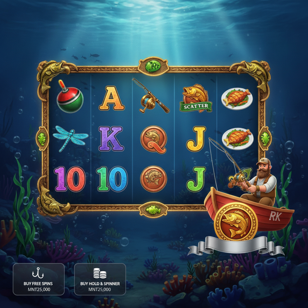 Big Bass Hold & Spinner gokkast van Pragmatic Play met gouden baars, visserman karakter, onderwaterscène en geldssymbolen op 5x3 speelveld